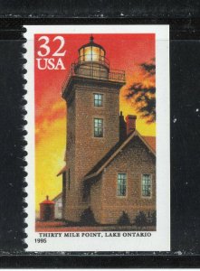 2973 * THIRTY MILE POINT, LAKE ONTARIO~ LIGHTHOUSE *  U.S. Postage Stamp MNH ^