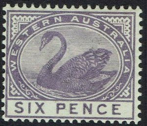 WESTERN AUSTRALIA 1885 SWAN 6D WMK CROWN CA 