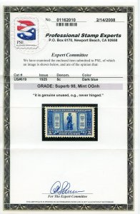 US SCOTT #617-619 MINT-SUPERB-OG-NH GRADED 98 W/ PSE CERTS SMQ $590 (6/15/23 GP)