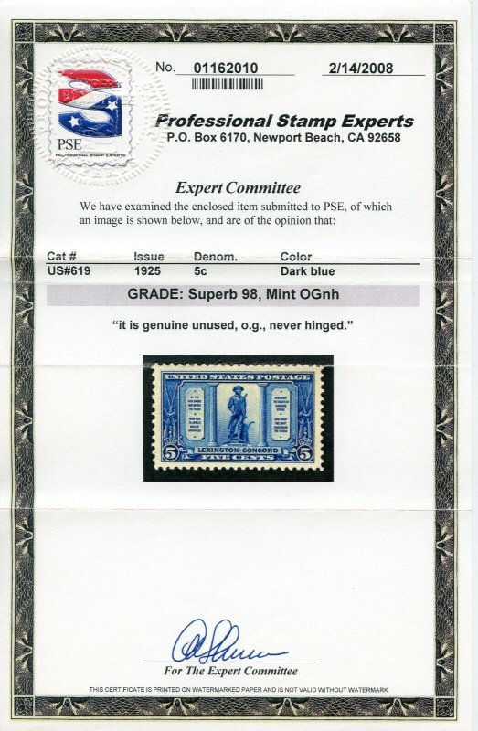 US SCOTT #617-619 MINT-SUPERB-OG-NH GRADED 98 W/ PSE CERTS SMQ $590 (6/15/23 GP)