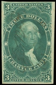 US Scott #R85a $3.00, Used / ms., CHARTER PARTY REVENUE Stamp, SCV $200.00! (SK)