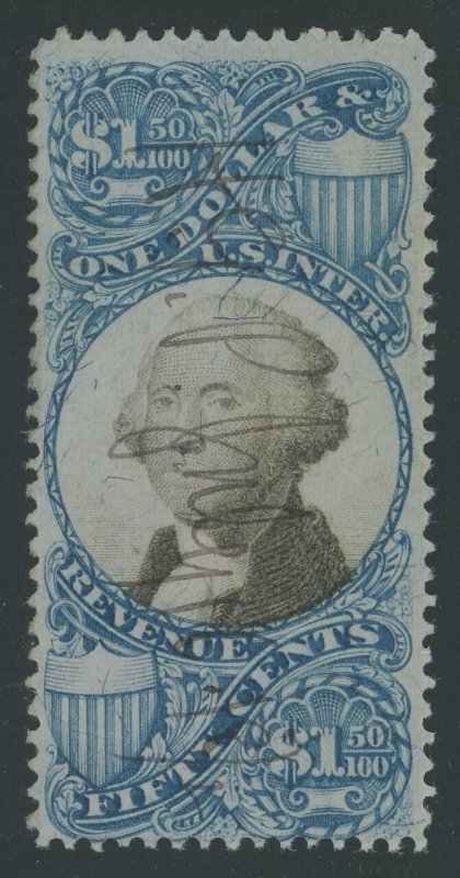 USA R120 - $1.50 Second Issue Revenue - Fine Used with Manuscript Cancel