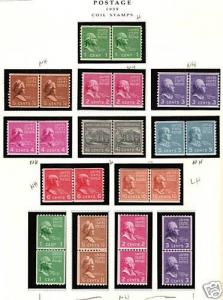 #839-51  LINE PAIRS 1939 PREXI COIL ISSUES  OG-LH/NH