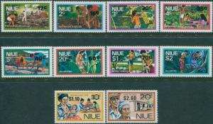 Niue 1977 SG224-233 Island Life and Coronation Regalia ovpts MNH