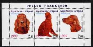 KURIL ISLANDS 1999 SHEET MNH PHILEX RED SETTER DOGS CHIENS PERROS HUNDEN CANI