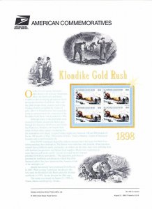 USPS Commemorative Panel 550 #3235 Klondike Gold Rush Alaska Mint Block/4 1998