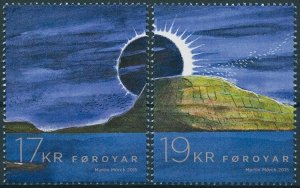 Faroe Islands Stamps 2015 MNH Total Solar Eclipse Landscapes Space 2v Set