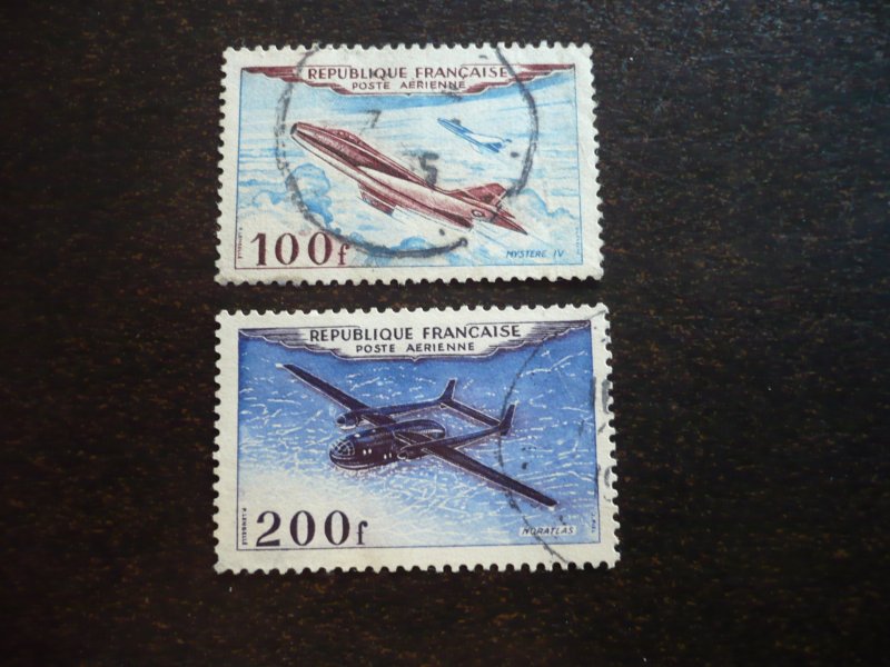 Stamps - France - Scott# C29, C30 - Used Partial Set of 2 Stamps