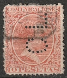 Spain 1889 Sc 270 used CL (Credit Lyonnais) perfin