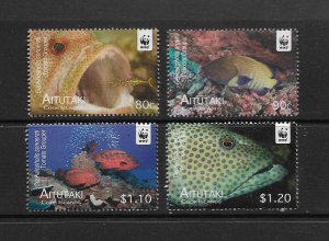 FISH - AITUTAKI #543-6 GROUPERS WWF MNH