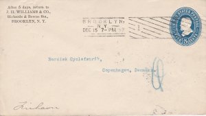 U.S.  J.H. Williams & Co. Brooklyn N.Y. 1897 Cancel Pre Paid Envelope Ref 45674