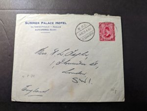 1936 Egypt Cover Alexandria MPO to London England Summer Palace Hotel 2