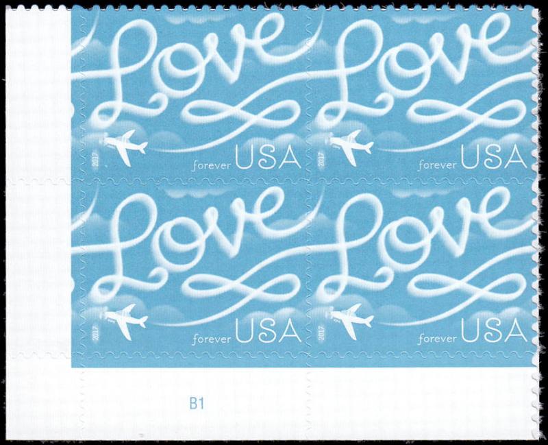 Scott 5155 Love Skywriting MNH Plate Block