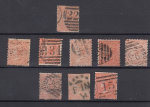 GB QV 1865 4d Vermillion Collection Large Garter SG93/94 (5)/95 (3) FU BP9668