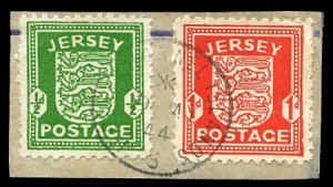 German WWII Occupation, Channel Islands (Jersey) #Mi. 1-2, 1941 Jersey, 1/2p ...