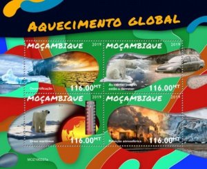 Mozambique - 2019 Global Warming - 4 Stamp Sheet - MOZ190227a