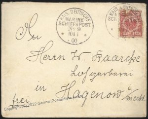 Germany 1900 Navy SMS Habicht  MSP9 Kapstadt West Africa Feldpost Cover 107423