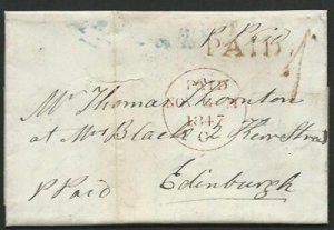 GB SCOTLAND 1847 wrapper FORFAR : PAID and UPP 1 in red....................60834 