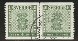 SWEDEN Scott 475 used 1955 coil pair of stamps