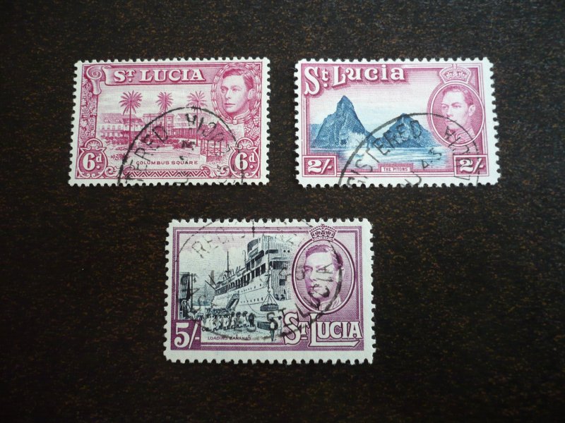 Stamps - St. Lucia - Scott# 119,122,124 - Used Part Set of 3 Stamps