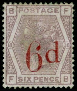 SG162, 6d on 6d lilac plate 18, M MINT. Cat £675. FB