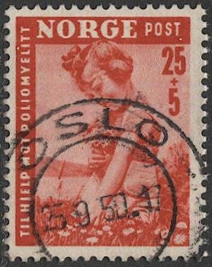 NORWAY 1950 Sc B48  Used, Child/Flowers, VF, OSLO postmark