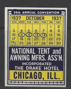 1937 Tent & Awning Convention, Chicago, IL Promotional Poster Stamp  (AW97)