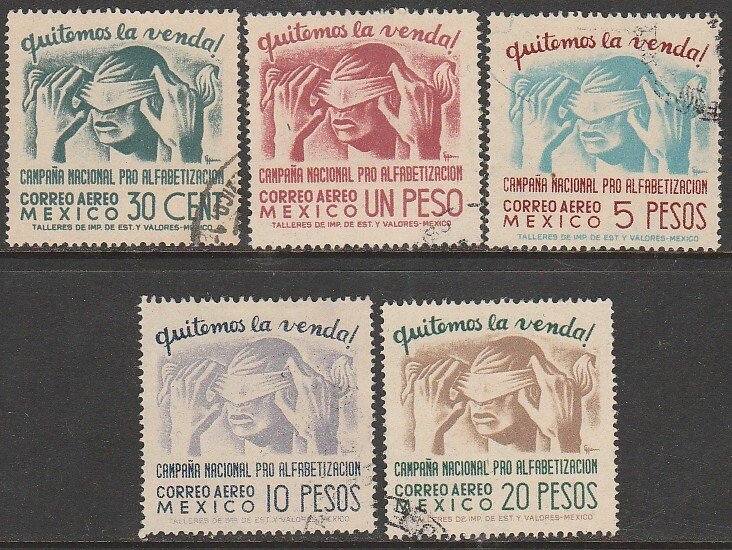 MEXICO C153-C157, Blindfold, Literacy Campaign, CPLT. SET, Used. VF. (30)