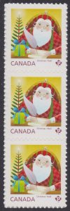 Canada 2798 Christmas Santa 'P' vert strip (3 stamps) MNH 2014