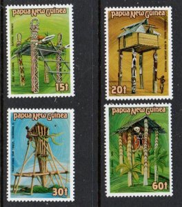 Papua New Guinea Sc 616-619 1988 Rural Structures stamp set mint NH