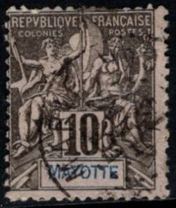 1892 Mayotte Scott #- 5 10 Centimes Peace and Commerce Used