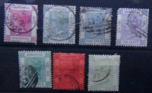 Hong Kong 1882 - 1896 values to 30c Yellowish Green Used