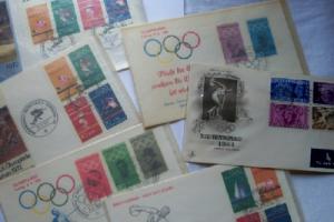 Olympic Cache covers 1948, 1968 and 1972