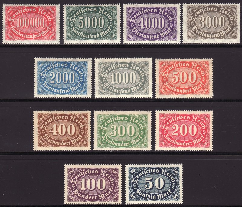 1922-23 Germany MNH complete numeral set (12) Sc# 198 / 209 CV $6.00