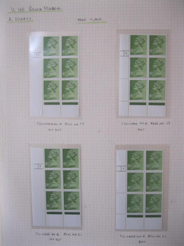 SPECIALISED COLLECTION OF U/M 81/2p MACHINS + CYLINDER BLOCKS ON 6 PAGES