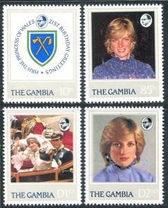 Gambia 447-450, MNH. Michel 445-448. Princess Diana 21st birthday, 1982.