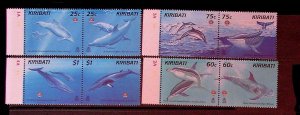 KIRIBATI Sc 721-28 NH ISSUE OF 1998 - 4 PAIRS - WHALES & DOLPHINS