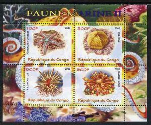 CONGO KIN. - 2009 - Sea Life #2 - Perf 4v Sheet -MNH-Private Issue