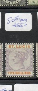 ST LUCIA  (P1806BB)  QV  5/-     SG 51     MOG 