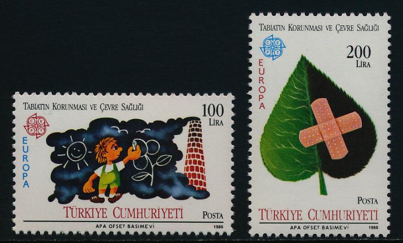 Turkey 2345-6 MNH EUROPA, Polution, Bandaged Leaf