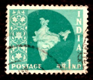 India 1np Map of India 1960 SG.399, Sc.302 Used (#08)