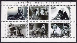 Tajikistan 1999 RITA HAYWORTH-JEAN HARLOW Classic Movie Stars Sheetlet (6) MNH