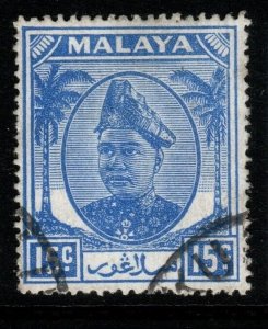 MALAYA SELANGOR SG100 1949 15c ULTRAMARINE FINE USED