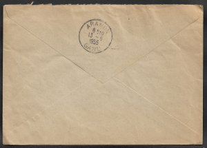 FRANCE 1955 Reg Multi Frkd 3 Stamp Cover COLLONGES to ARAMON TELEVISION stamp