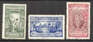 Costa Rica Scott B5-B7 Unused HNG - 1924 San Jose Athletic Games - SCV $6.70