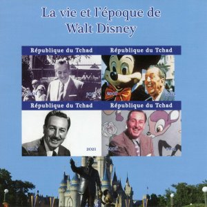 Disney Stamps Chad 2021 MNH Life & Times Walt Disney Mickey Mouse 4v IMPF M/S II