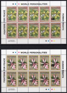 Guyana 1990 Sc#2359/2366 ORCHIDS ovpt.Black World Personalities 8 Sheetlets 80v