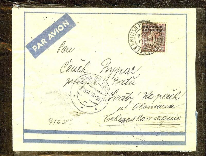 MOROCCO AGENCIES (P1206B) 1936 KGV 6D A/M TANGIER TO CZECHOSLOVAKIA