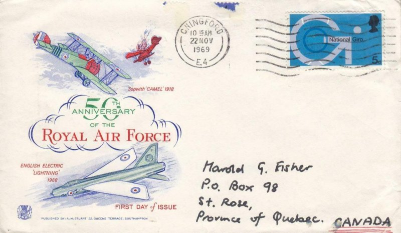 1969, Great Britain: 50th Anniv. Royal Air Force, FDC (D13140)