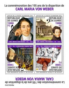 Guinea 2021 MNH Music Stamps Carl Maria Von Weber Composers 4v M/S